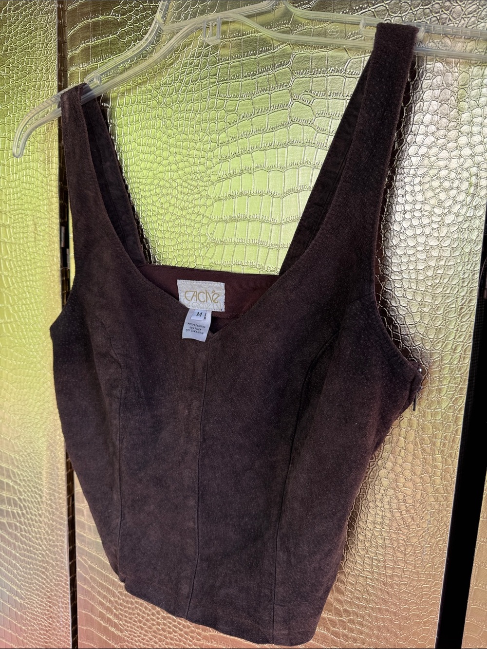Y2K Cache Brown SUEDE leather Tank Top - Picture 4 of 9